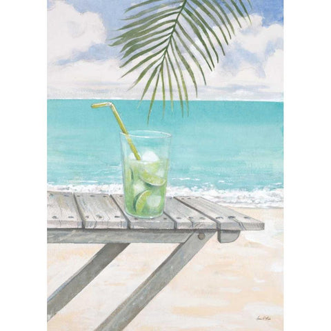 Beach Refreshment White Modern Wood Framed Art Print by FISK, Arnie