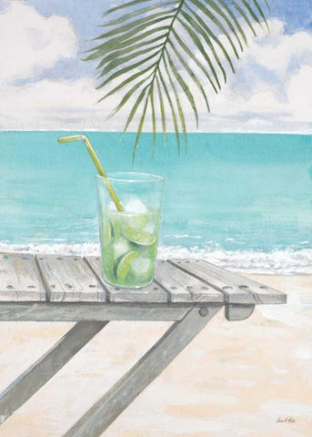Beach Refreshment White Modern Wood Framed Art Print with Double Matting by FISK, Arnie