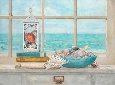 Ocean Air View White Modern Wood Framed Art Print with Double Matting by Fisk, Arnie