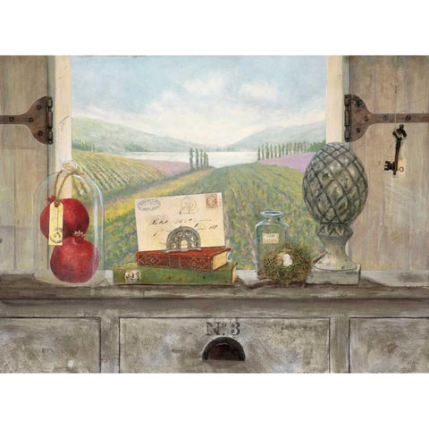 Vineyard Chateau View Gold Ornate Wood Framed Art Print with Double Matting by Fisk, Arnie