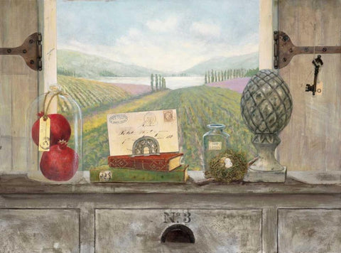 Vineyard Chateau View Black Ornate Wood Framed Art Print with Double Matting by Fisk, Arnie