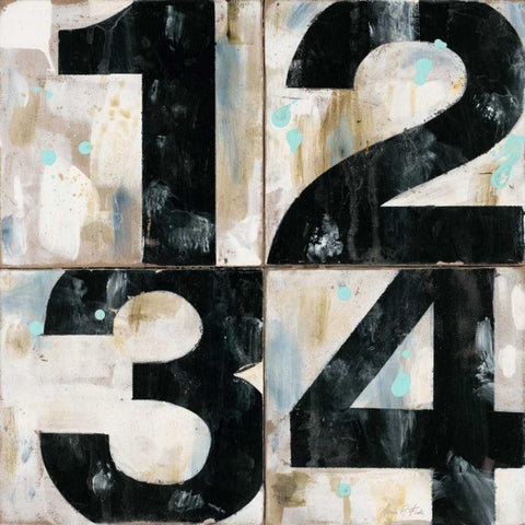 Industrial Chic Numbers White Modern Wood Framed Art Print with Double Matting by Fisk, Arnie