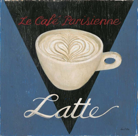 Cafe Parisienne Latte Black Ornate Wood Framed Art Print with Double Matting by Fisk, Arnie