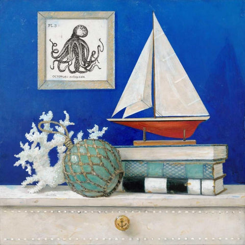 Stories of the Sea 2 White Modern Wood Framed Art Print with Double Matting by Fisk, Arnie