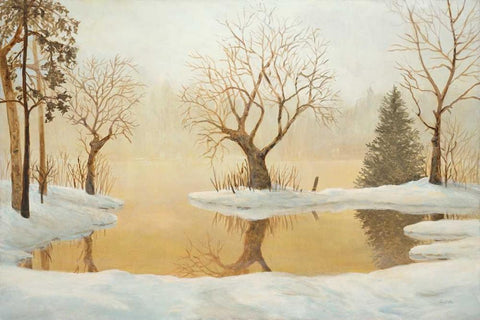 Winter Glow Black Ornate Wood Framed Art Print with Double Matting by Fisk, Arnie