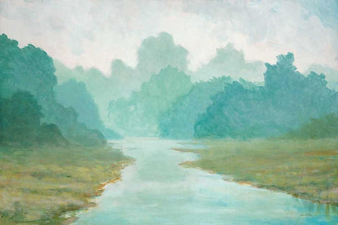 Morning View White Modern Wood Framed Art Print with Double Matting by Fisk, Arnie