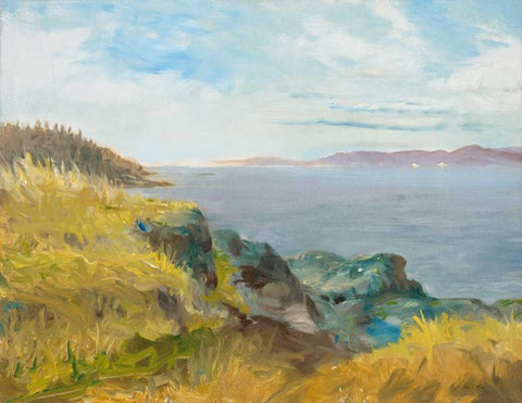 Pacific Coast View White Modern Wood Framed Art Print with Double Matting by Fisk, Arnie