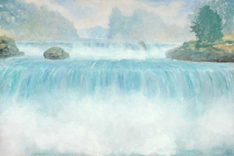 Plein Air Waterfall Black Ornate Wood Framed Art Print with Double Matting by Fisk, Arnie