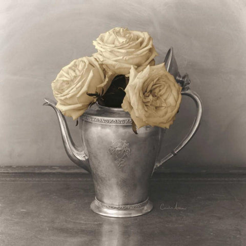 Trois Roses  White Modern Wood Framed Art Print by Atria, Cristin