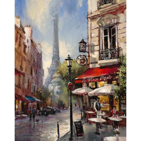 Tour De Eiffel View Gold Ornate Wood Framed Art Print with Double Matting by Heighton, Brent