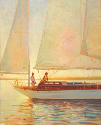 Shimmering Moment White Modern Wood Framed Art Print with Double Matting by Lynch, Brent