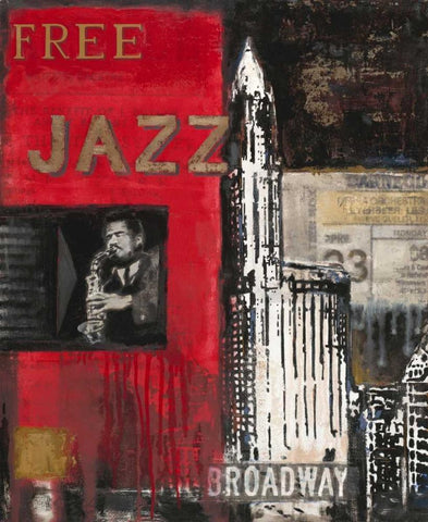 Free Jazz White Modern Wood Framed Art Print with Double Matting by Sullivan, Myles