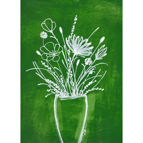 Emerald Bouquet White Modern Wood Framed Art Print by Loco, Filippo