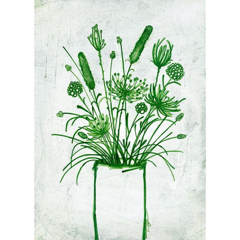 Fresh Greenery Florals White Modern Wood Framed Art Print by Loco, Filippo