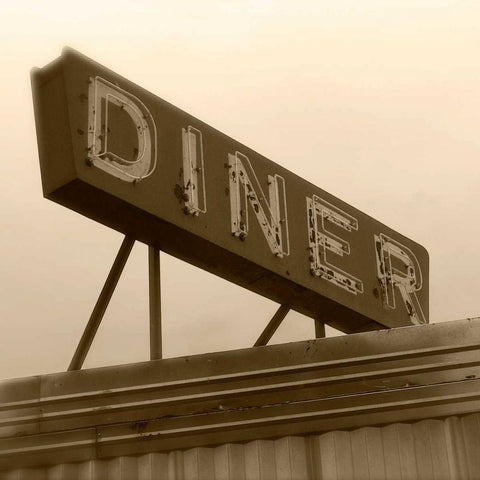 Diner Sign Black Modern Wood Framed Art Print by Robertson, Walter