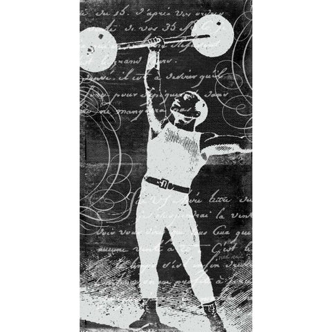 Barbell Boy  Gold Ornate Wood Framed Art Print with Double Matting by Robertson, Walter