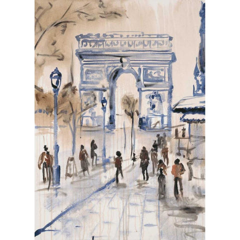 Paris Street 1 Black Modern Wood Framed Art Print with Double Matting by Morris, Madelaine