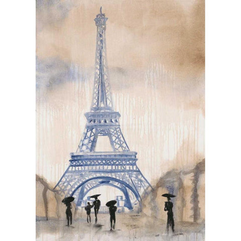 Paris Street 2 Black Modern Wood Framed Art Print with Double Matting by Morris, Madelaine