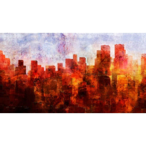 Dawn Skyline Black Modern Wood Framed Art Print with Double Matting by Roko, Ken