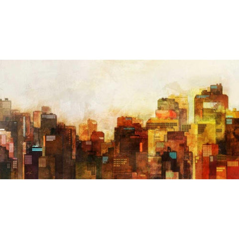 Morning Skyline Black Modern Wood Framed Art Print with Double Matting by Roko, Ken