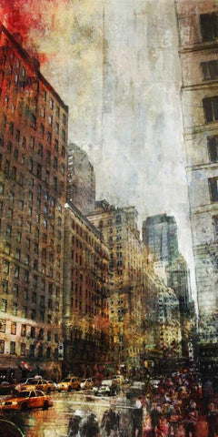 NYC Vertigo White Modern Wood Framed Art Print with Double Matting by Roko, Ken