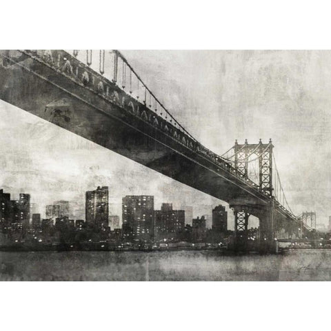 City Bridge 1 Black Modern Wood Framed Art Print with Double Matting by Roko, Ken