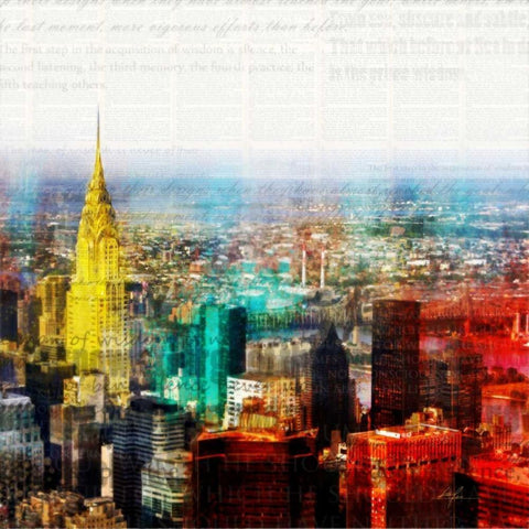 Colorful City 2 Black Modern Wood Framed Art Print with Double Matting by Roko, Ken