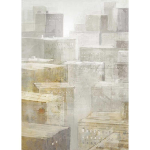 City Fog 1 Black Modern Wood Framed Art Print with Double Matting by Roko, Ken