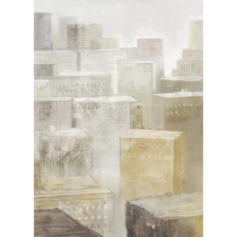 City Fog 2 Black Modern Wood Framed Art Print with Double Matting by Roko, Ken