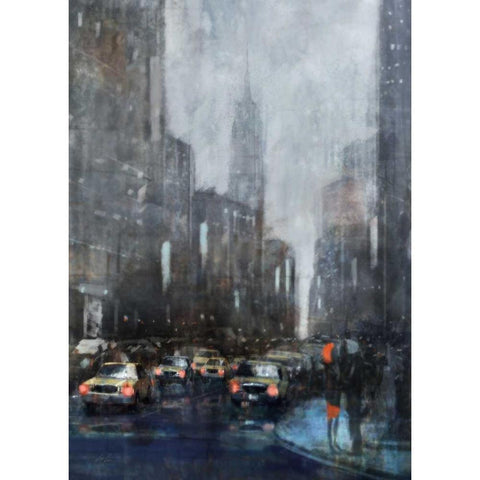 NYC Winter 1 Black Modern Wood Framed Art Print with Double Matting by Roko, Ken