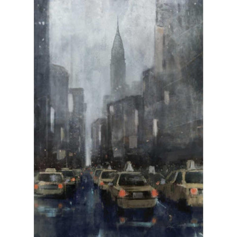 NYC Winter 2 Black Modern Wood Framed Art Print with Double Matting by Roko, Ken