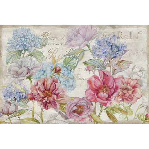 Marche Bouquet Gold Ornate Wood Framed Art Print with Double Matting by Studio Rofino