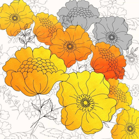 Groovy Floral Wallpaper White Modern Wood Framed Art Print by Z Studio