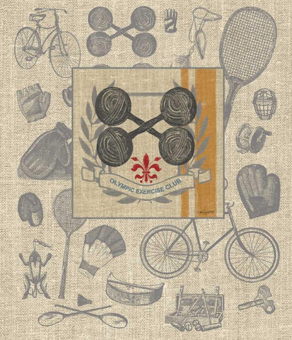 Olympic Exercise Club Detail White Modern Wood Framed Art Print with Double Matting by Appleman, Sam