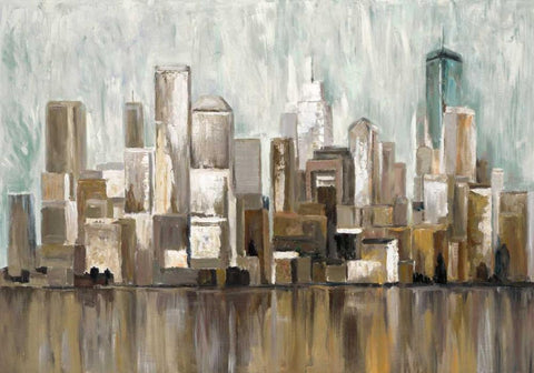 City Scape 2 Black Ornate Wood Framed Art Print with Double Matting by Art Atelier Alliance