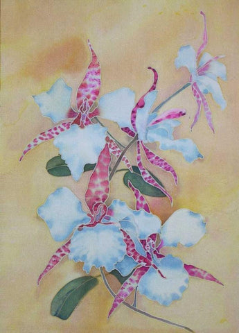 Floral White Modern Wood Framed Art Print with Double Matting by Mayskaya, Alisa