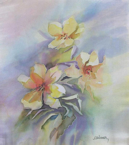 Floral White Modern Wood Framed Art Print with Double Matting by Mayskaya, Alisa