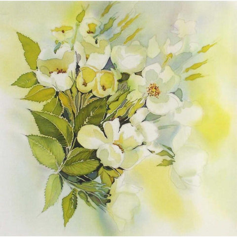 Soft Floral White Modern Wood Framed Art Print by Mayskaya, Alisa