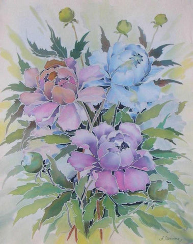 Soft Floral White Modern Wood Framed Art Print with Double Matting by Mayskaya, Alisa