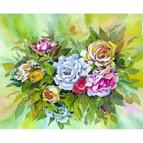 Roses White Modern Wood Framed Art Print by Mayskaya, Alisa
