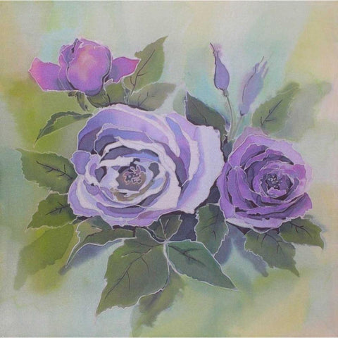 Purple roses White Modern Wood Framed Art Print by Mayskaya, Alisa