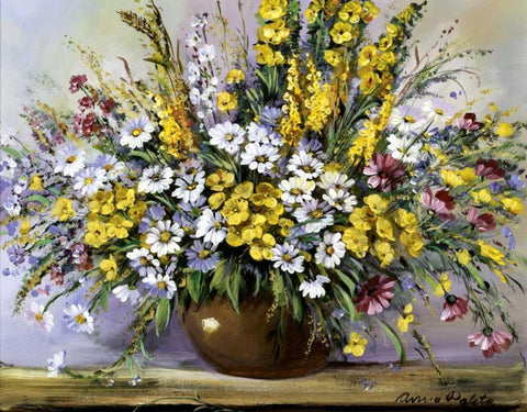Treasure of daisies White Modern Wood Framed Art Print with Double Matting by Paleta, Anna