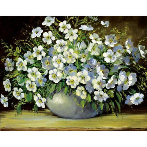 Bouquet of wild flowers White Modern Wood Framed Art Print by Paleta, Anna