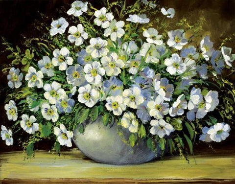 Bouquet of wild flowers White Modern Wood Framed Art Print with Double Matting by Paleta, Anna