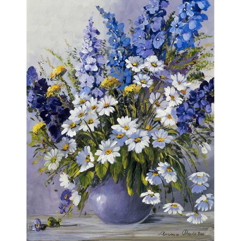 Delphinium White Modern Wood Framed Art Print by Paleta, Anna
