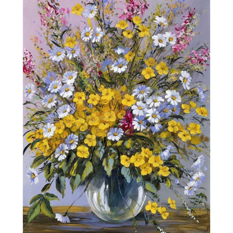 Mixed bouquet White Modern Wood Framed Art Print by Paleta, Anna