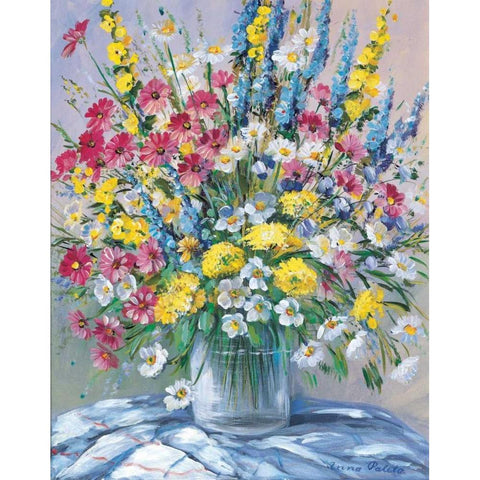 Cheerful flowers I White Modern Wood Framed Art Print by Paleta, Anna