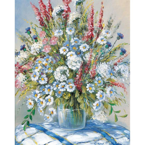 Cheerful flowers II White Modern Wood Framed Art Print by Paleta, Anna