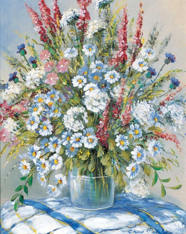 Cheerful flowers II White Modern Wood Framed Art Print with Double Matting by Paleta, Anna