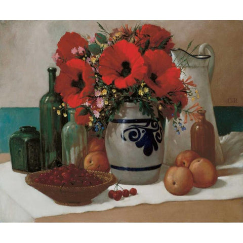 Stillife  White Modern Wood Framed Art Print by van Rooijen, Carel